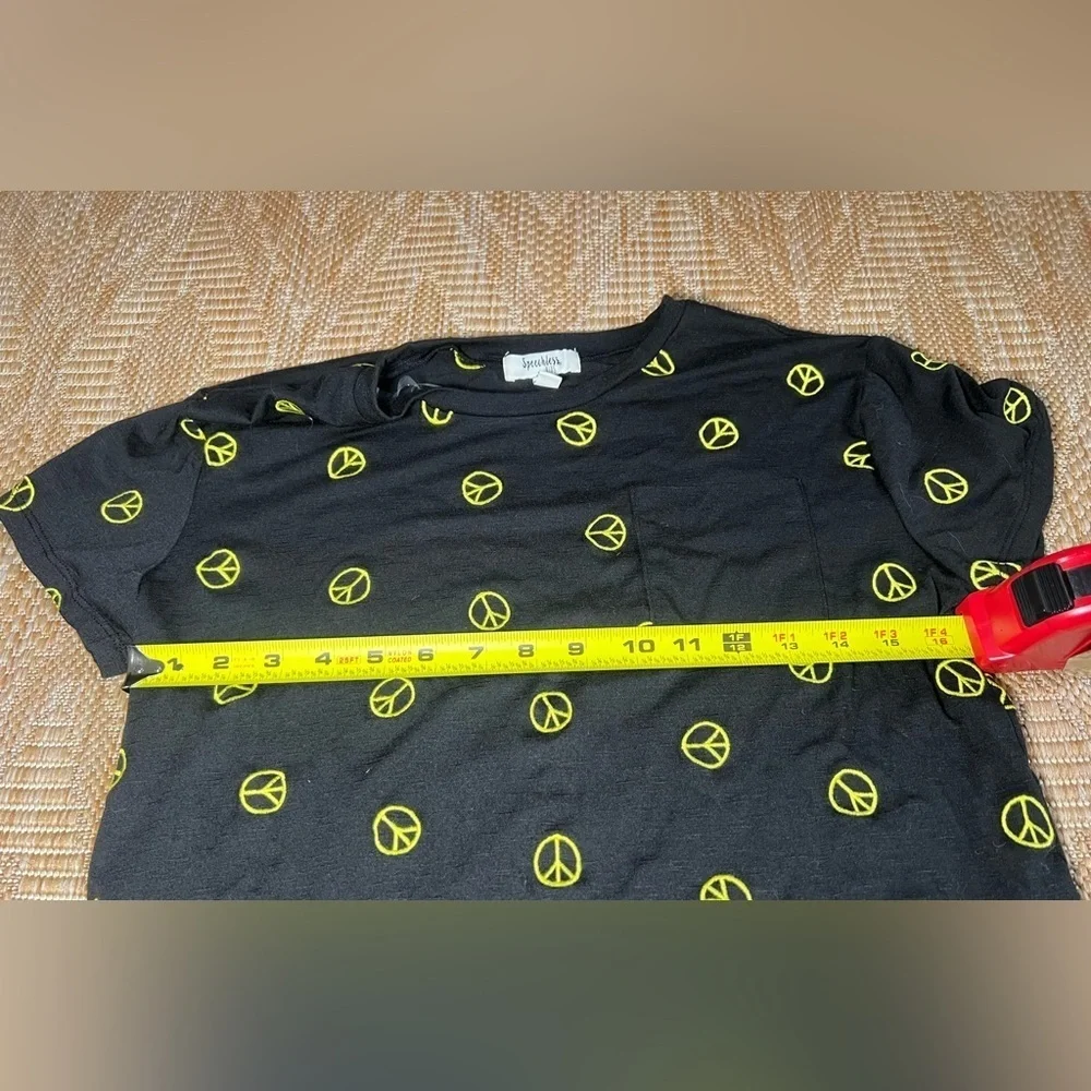 SPEECHLESS Big Girl's Peace Embroidery Black Short Sleeve, Size XL, NEW no tag